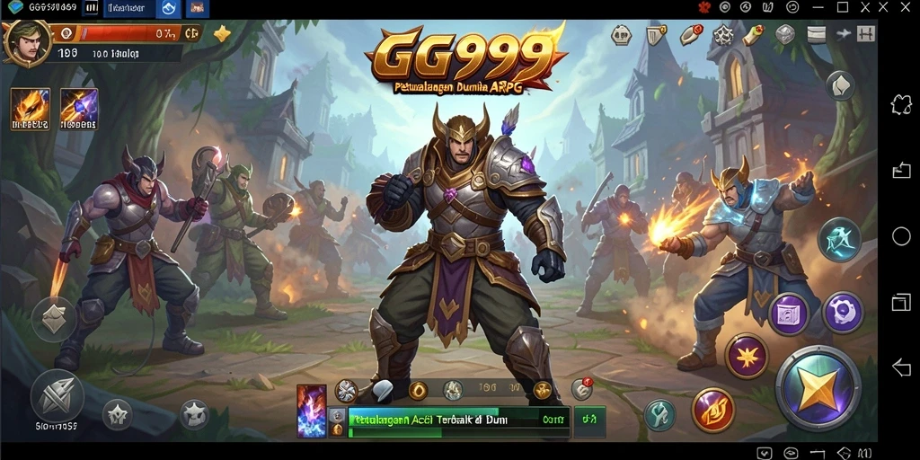 Tangkapan layar gameplay menampilkan pertarungan epik dalam dunia fantasi ARPG.
