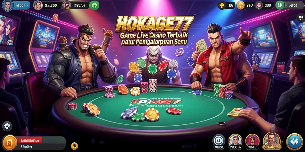 Screenshot gameplay HOKAGE77 menampilkan dealer yang ramah dan permainan yang seru.
