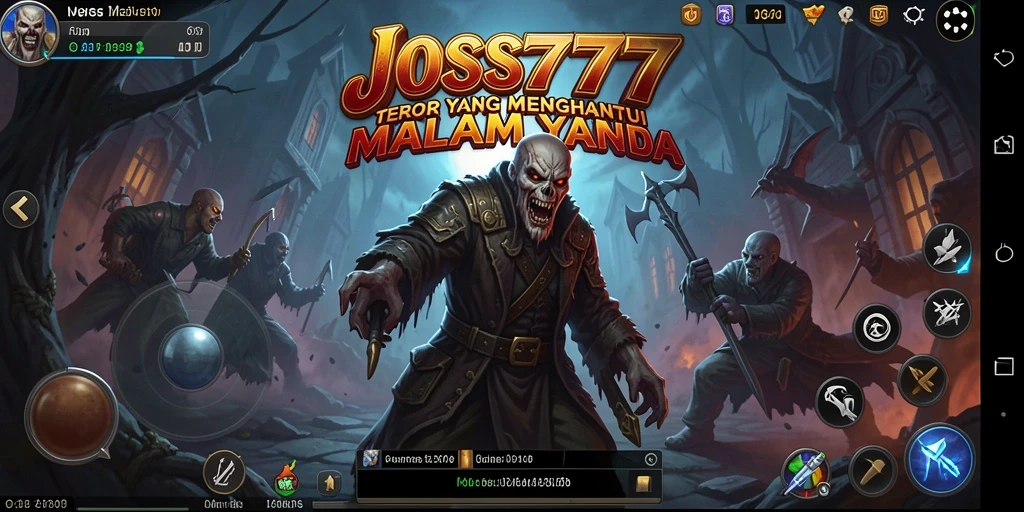 Tangkapan layar gameplay dari JOSS777 dengan suasana horror yang mencekam.